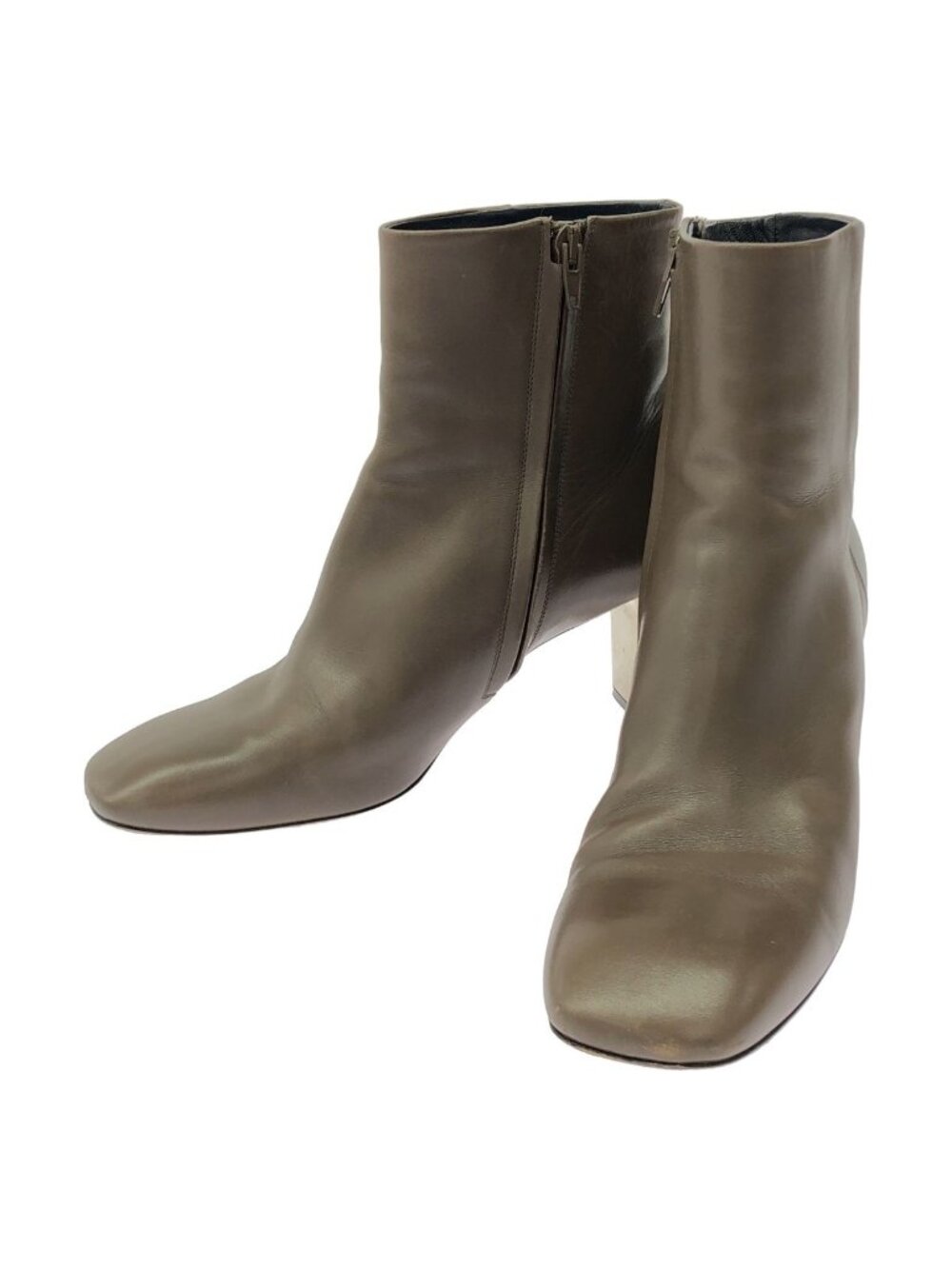 Celine by Phoebe Philo Metal Heels Side Zip Leather Boots Gray
